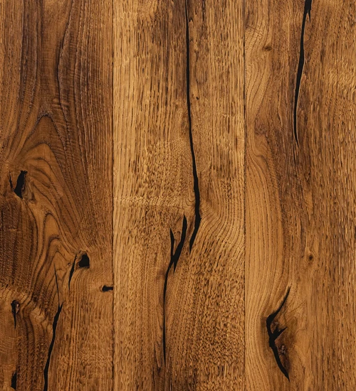 Wooden floor HONEY GOLD Rustic - striking - black putty, rasped, scorched, brushed