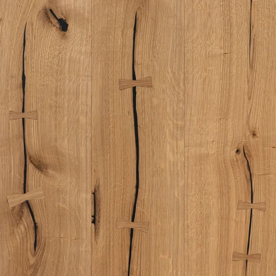 Wooden floor PURE MATTE Rustic - striking - bow ties, black putty, brushed