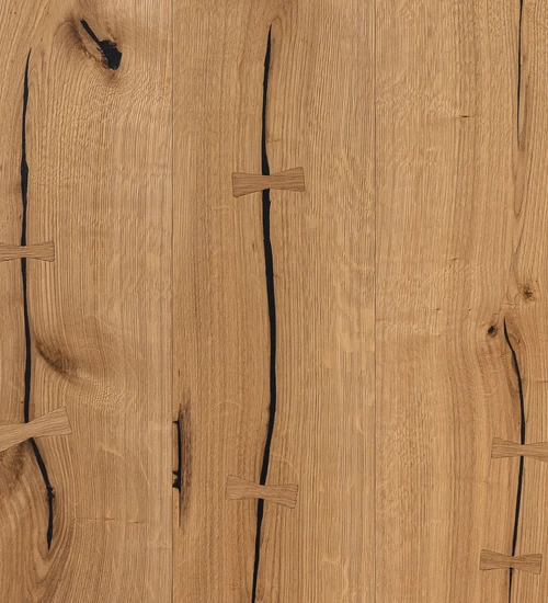 Wooden floor PURE MATTE Rustic - striking - bow ties, black putty, brushed